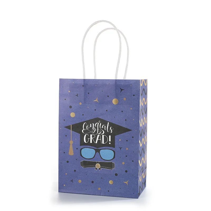 Happy Birthday Kraft Paper Bag With Handles Cowhide Creative Cartoon Shopping Gift Handbag