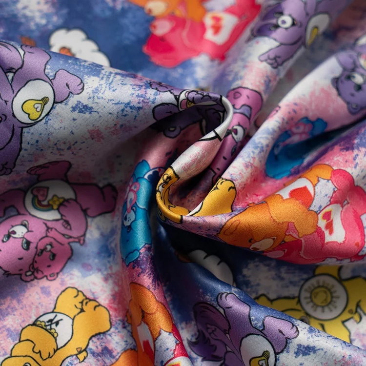 Satin fabric custom printed polyester woven fabric shiny satin silk fabric for dress Wholesale