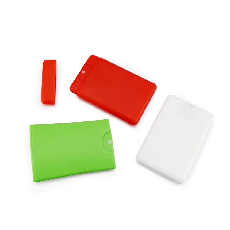 Custom empty cosmetic packaging refillable white green red card shape pocket travel plastic perfume spray mist bottle