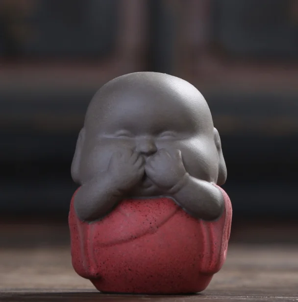 Chinese Pottery ornaments furnishing articles fat clay accessories ceramic little novice monk tea pet young laughing buddha b