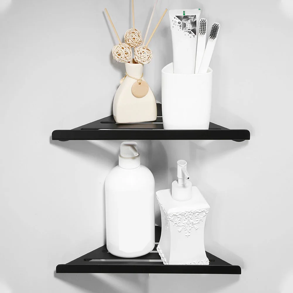Black 304 stainless steel Tri-angle Bathroom Storage Shower shampoo Corner shelf
