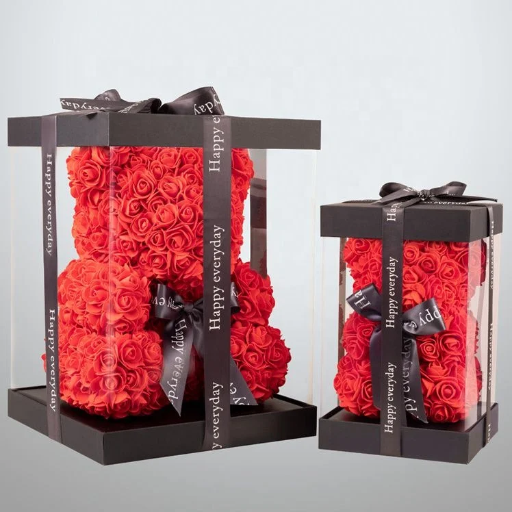 Ourwarm Valentines Day 40cm Artificial Flower Foam Teddy Rose Bear Fathers Day Gifts With Heart