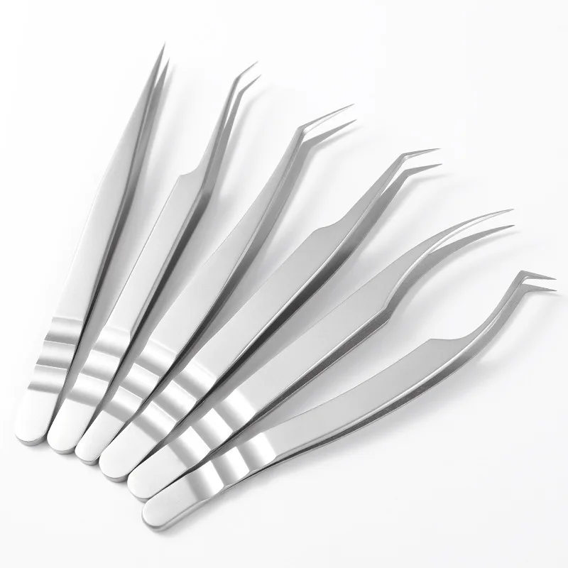 Best selling all degrees eyelash tweezers set Professional Eyelash Extension UkrainianTweezers For Curved Tip Tweezers
