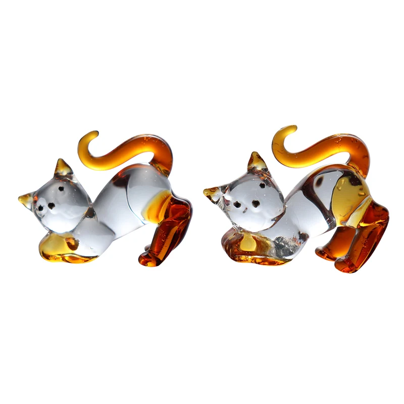 working cute clear small animal glass cat dog inside for holiday decoration