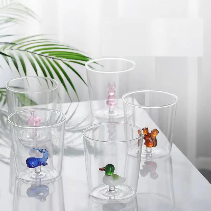 3D cartoon design cute tumbler simple household glass fruit juice tumbler high borosilicate glass tumbler