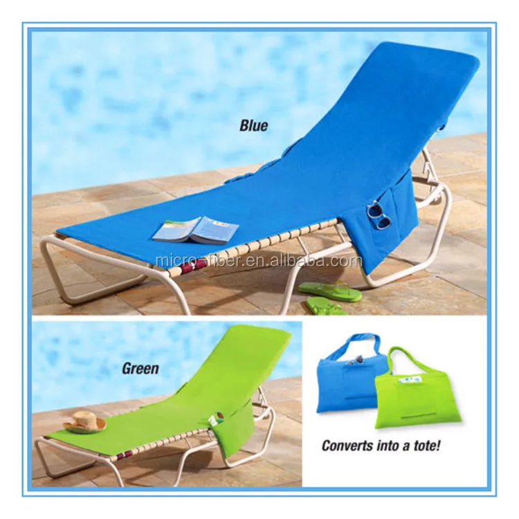 Beach Towel Lounge Chair Cover with Pocket Super Soft Absorbent Microfiber Gift Sports Children Airplane Woven Microfiber Fabric