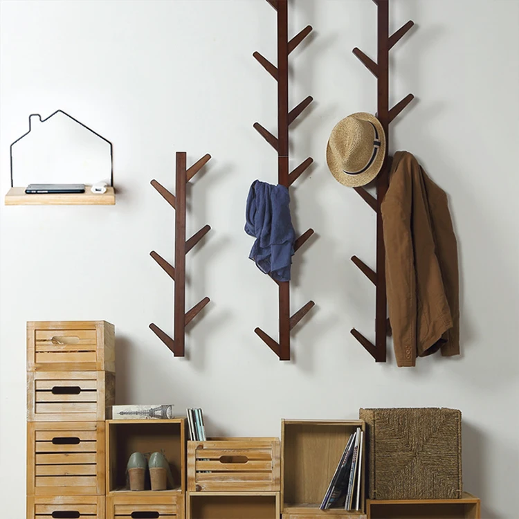 Bamboo Coat Rack Wall Mount Anti-Collision Fillet Clothes Rack Dryer Home Furniture Modern
