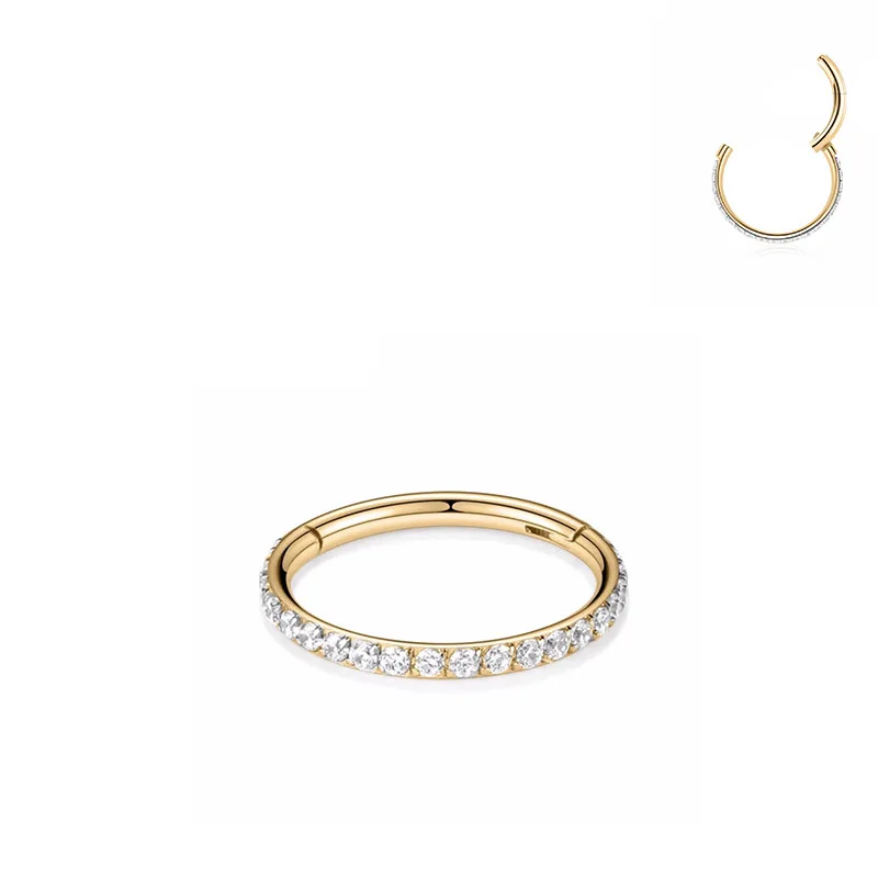 Woman Piercing Ring 316L Stainless Steel Jewelry Micro Pave Zircon Septum Nipple Clicker Wedding Gold Nose Ring