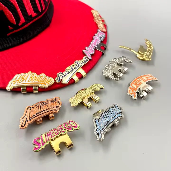 Custom Patch Team Logo Metal Cap Enamel Pins 3D Embroidery Flat Brim Snapback Hat Baseball Golf Caps Fitted Cap With Enamel Pins
