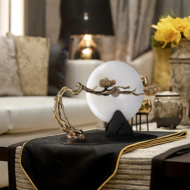 New Chinese Home Gifts Brass Jade Safe Buckle Ornaments Living Room Table Accessories Decoration