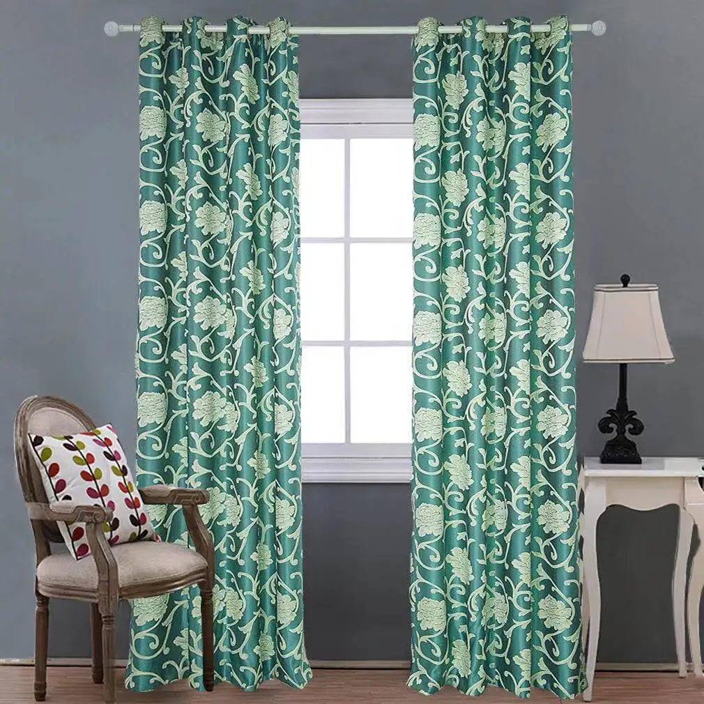 Luxury european style high quality custom blackout fabric for curtains living room with valance