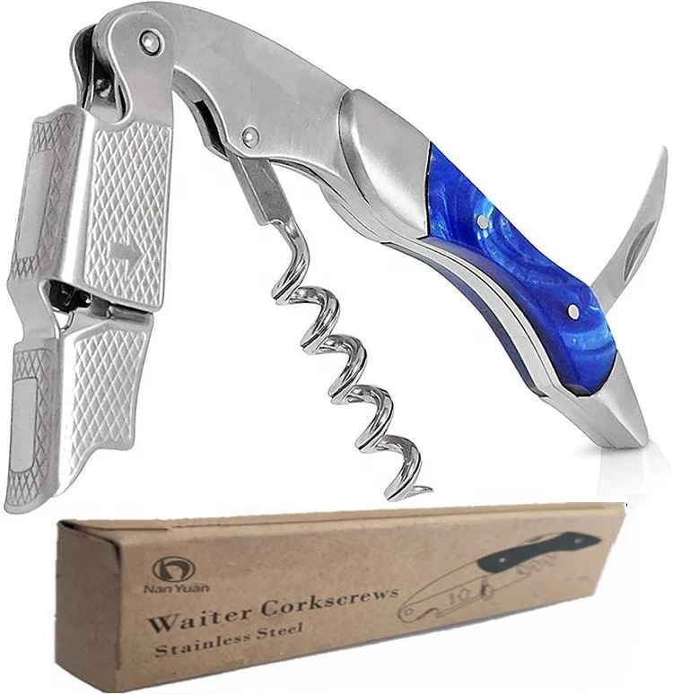 High Quality Double Hinged Wine Corkscrew Resin Handle Plastic Wine Bottle Opener With Gifts