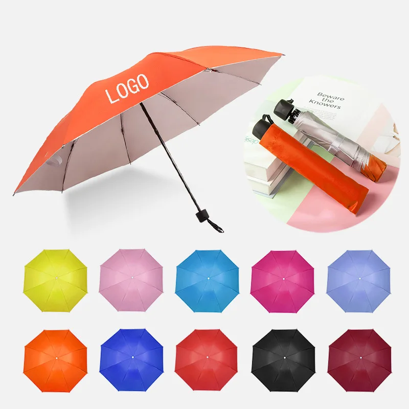 Factory stock personalized customized logo gift advertising 3 fold wine bottle umbrella