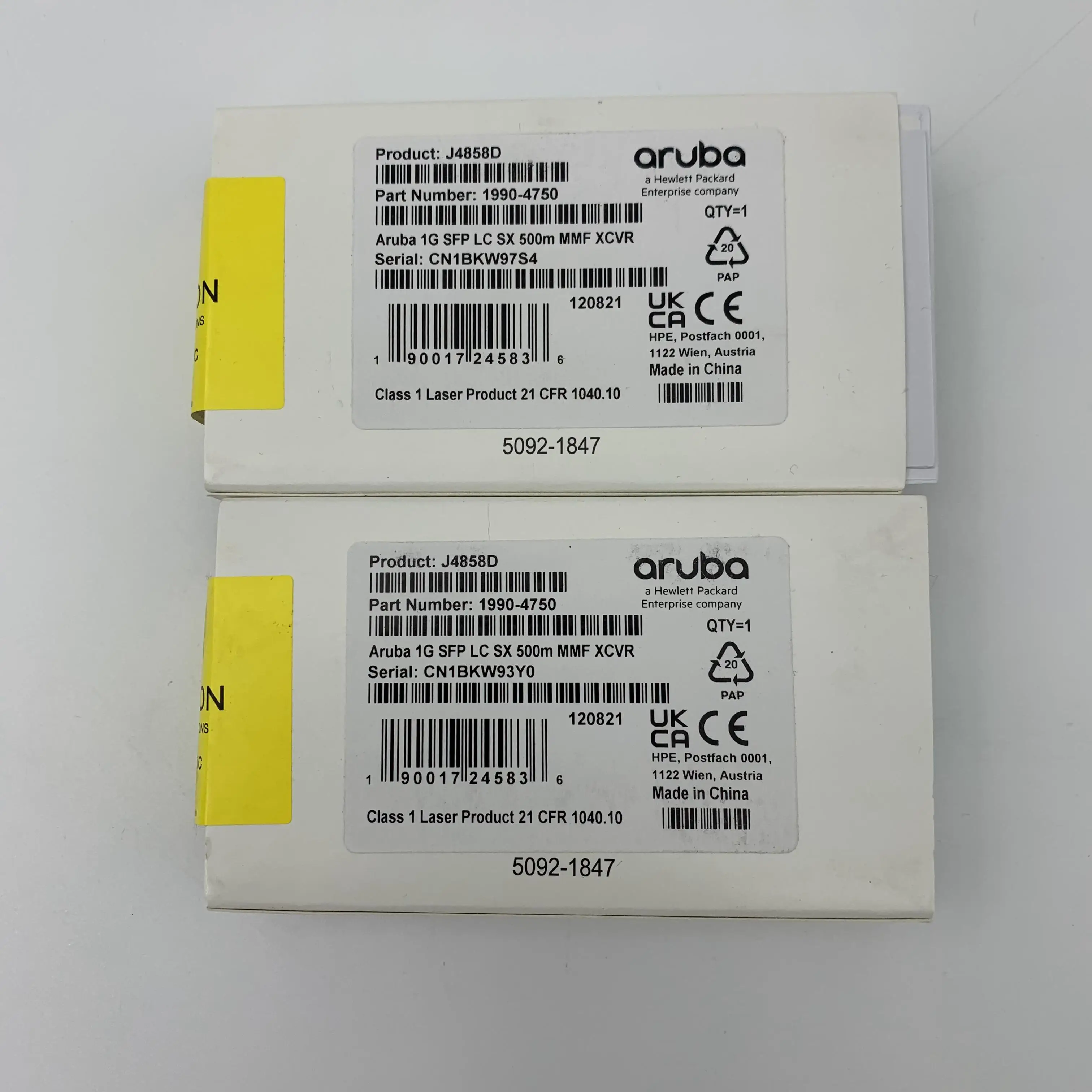New Original HPE Aruba 1G SFP LC SX 500m MMF XCVR Switches Transceivers J4858D