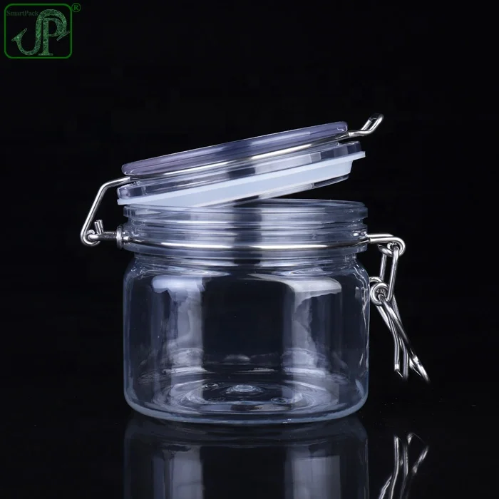 Оптовая продажа с фабрики квадратная пластиковая банка Kilner 400 мл металлическим зажимом для упаковки косметической глины