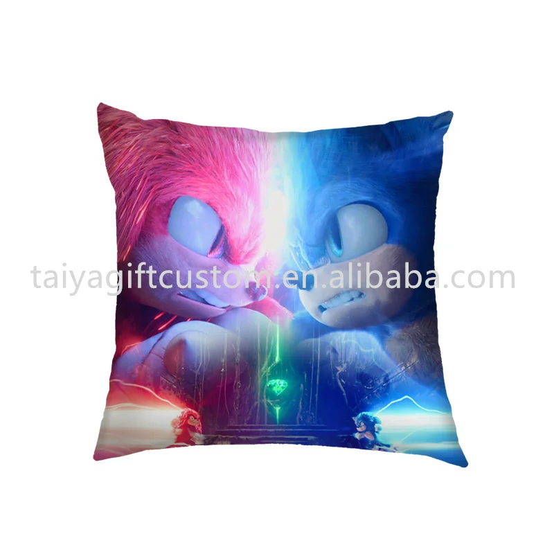 Manufacturers direct sale cartoon TY-sonic pillowcase custom logo sequin Cotton Polyester Cushion Throw Pillows Case