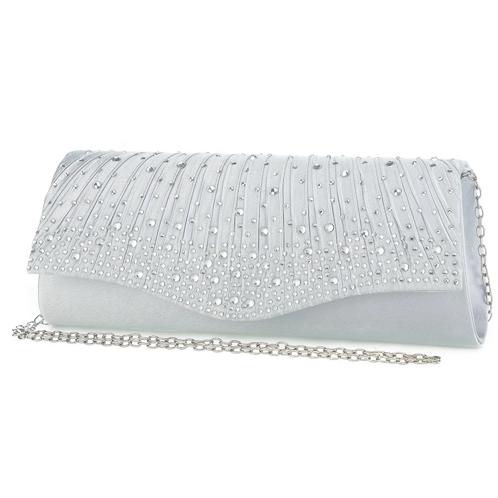 
 Вечерние сумочки-клатчи для женщин, атласный Свадебный Кошелек, серебристая сумка на ремешке с цепочкой на плечо, Дамский бумажник для вечеринки  