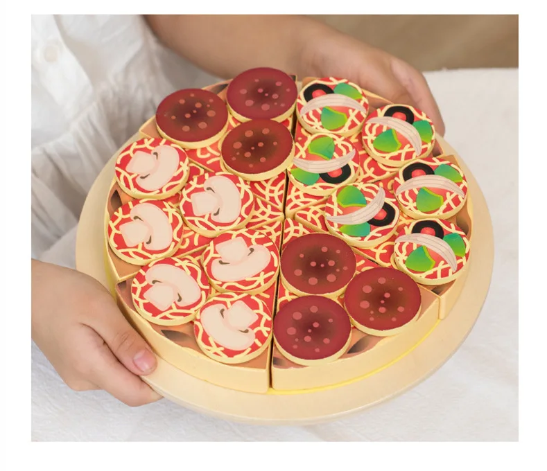 Birthday Gift High Simulation Pretend Play Kitchen Toys Abundant Accessories  Wooden Pizza Cutting Toys