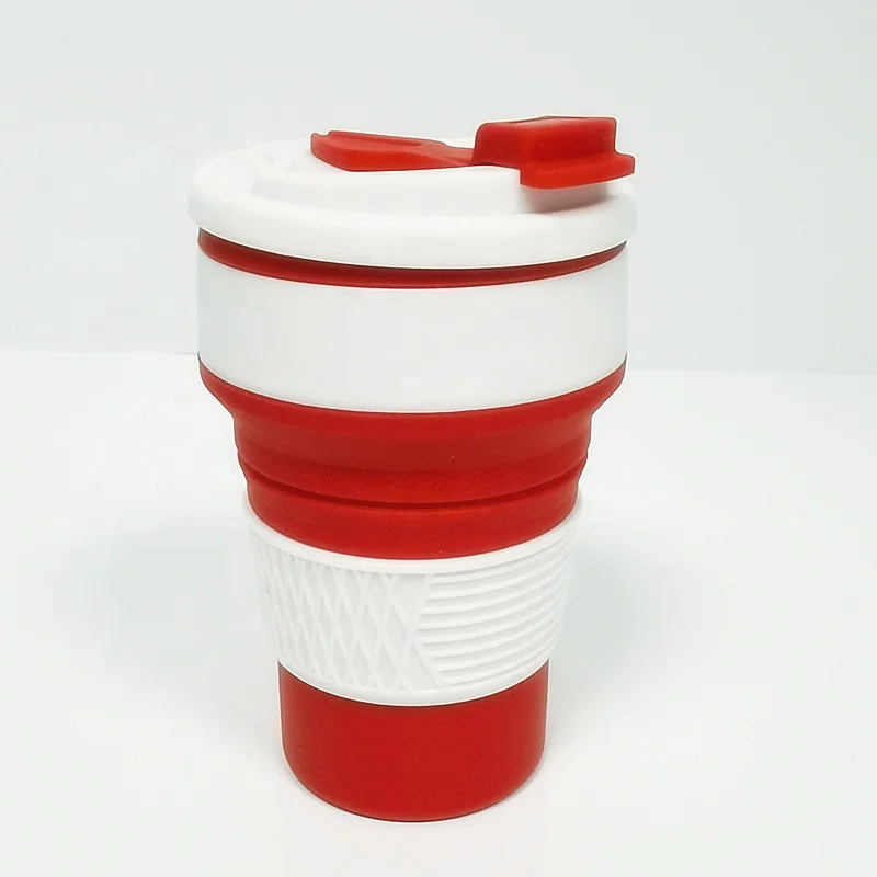 350ML silicone collapsible cup silicone folding cup for camping and hiking silicone collapsible water and coffee  cup outside