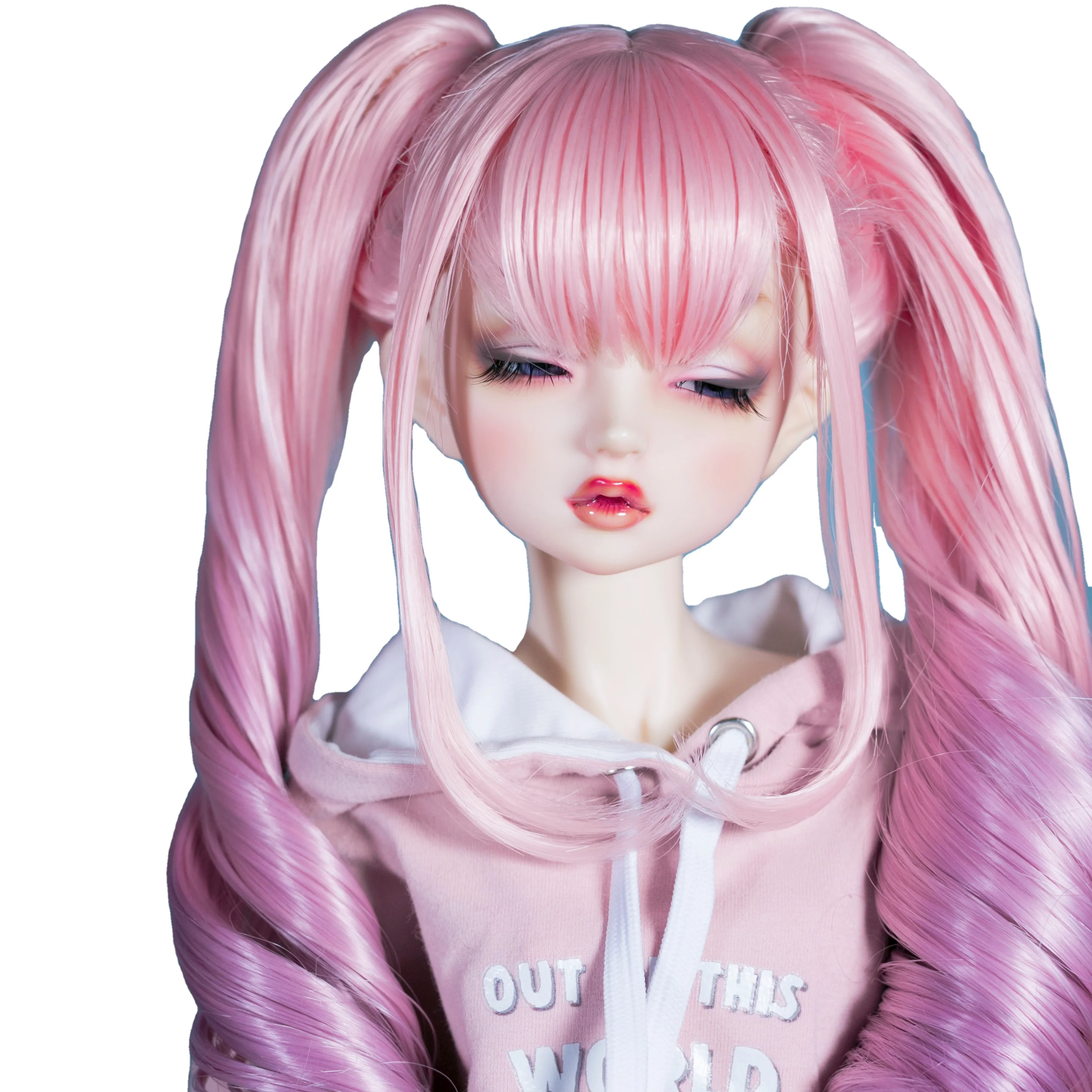 Heat Resistant Fiber Doll Wigs 1/3 1/4 1/6 8-9 inch 7-8' 6-7' Customize BJD SD Hair For Dollfie DIY Tress Pigtails Pink Purple