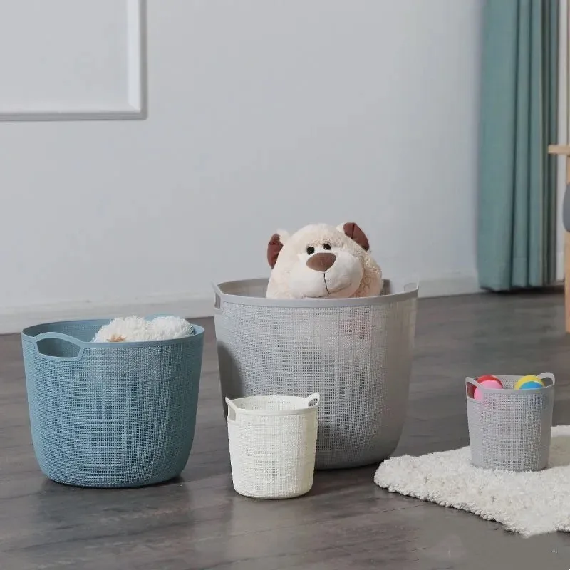 Woven plastic storage basket, 3-color  white  grey  blue woven storage box
