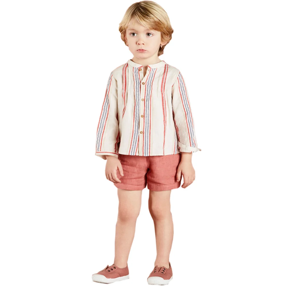 Custom woven cotton child clothes fashion kids clothing set toddler boy clothing