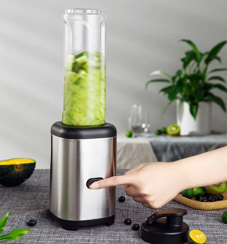 Personal electric juicer mixer grinder chopper with glass jar