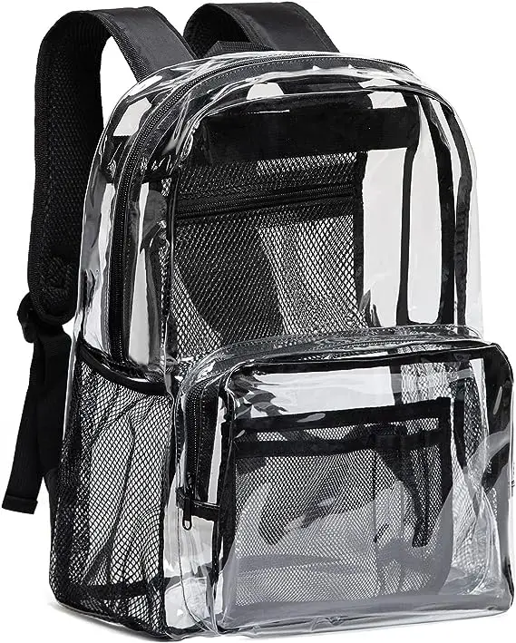 Clear Backpack Heavy Duty PVC Transparent Backpack with Reinforced Strap for College Workplace