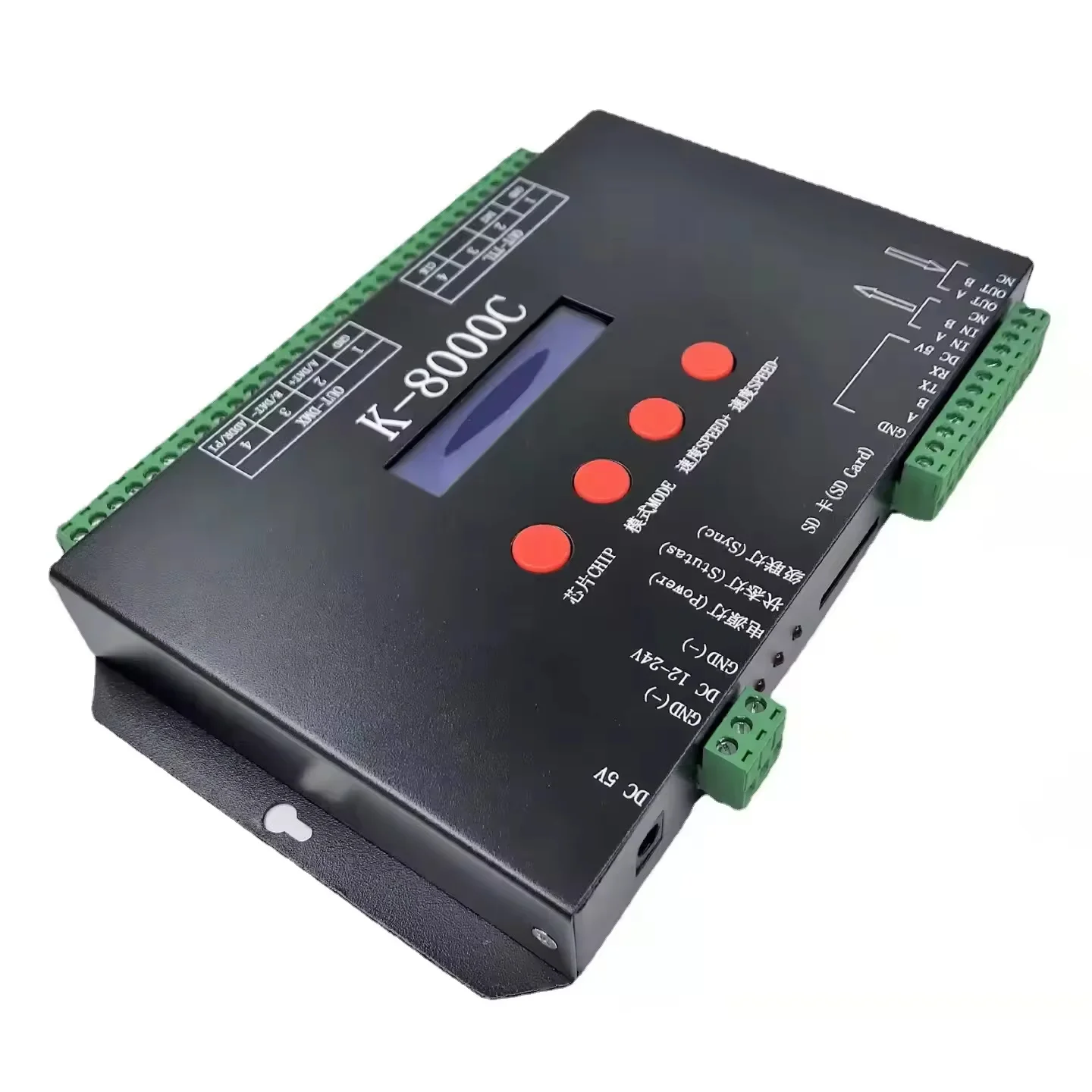 K-8000C SD-карта 8 портов максимум 8192 пикселей SPI-сигнал выход RGB RGBW программируемый WS2811 WS2812 WS2815 DMX512LED контроллер