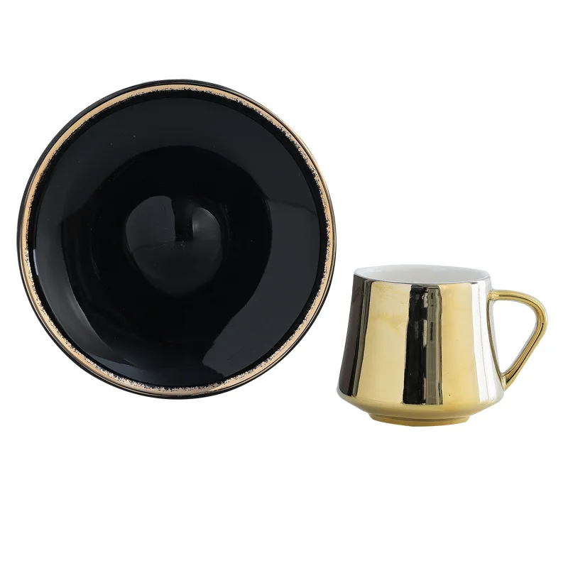Gold Turkish Espresso Coffee Set Ceramic Cup and Saucer Set
