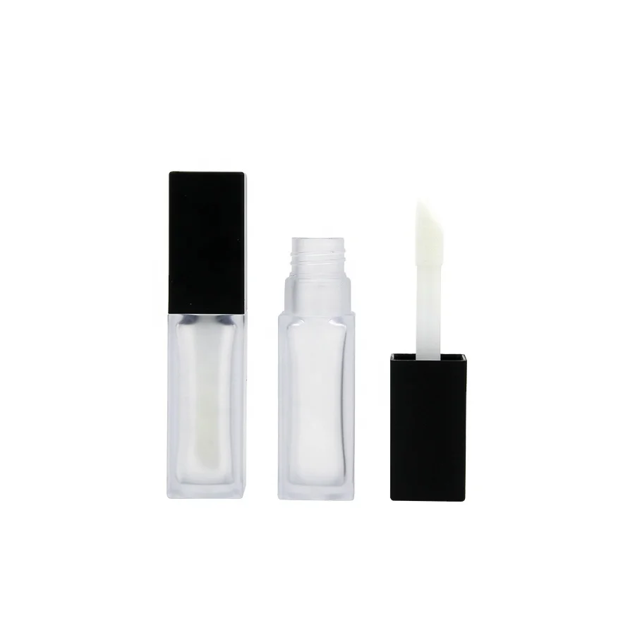 Square shape plastic lipgloss packaging empty tubes lip gloss container with big wands