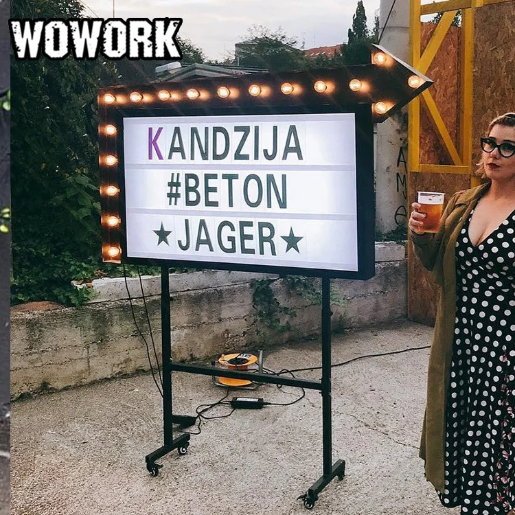 2024 WOWORK наружное светодиодное украшение для свадьбы большой световой короб кинотеатра с 90 буквами алфавита и табличками