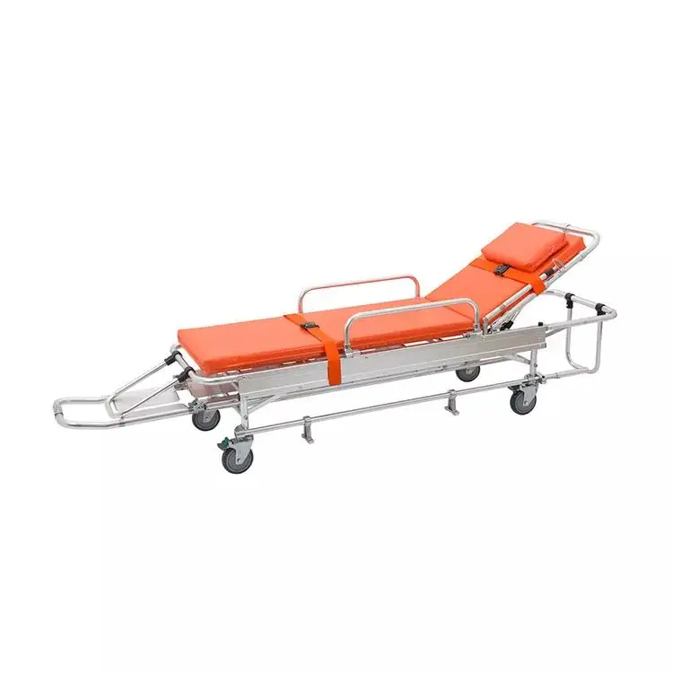 Mechanical Foldaway Stretchers Ambulance with IV Pole Lightweight Ambulance Emergency Bed