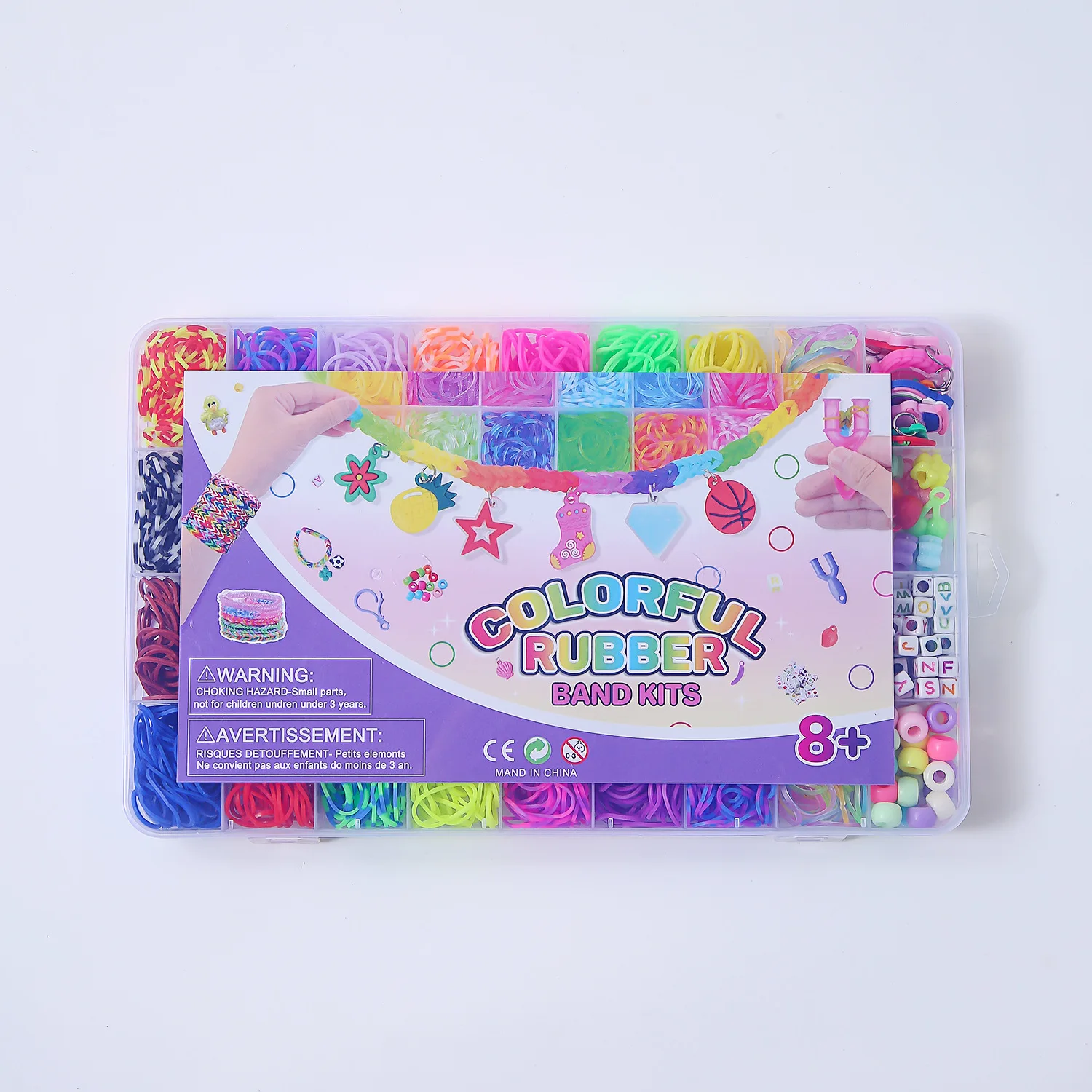 Hot Sale Wholesale 40-Grid Rainbow DIY Rubber Band Handmade Bracelet Making Educational Toy for Children Sewing & Weaving Toy