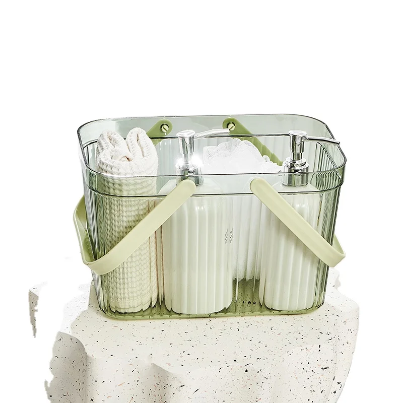 Portable Dorm Bath Basket Plastic transparent  Bathroom Toiletries Locker Bath Basket