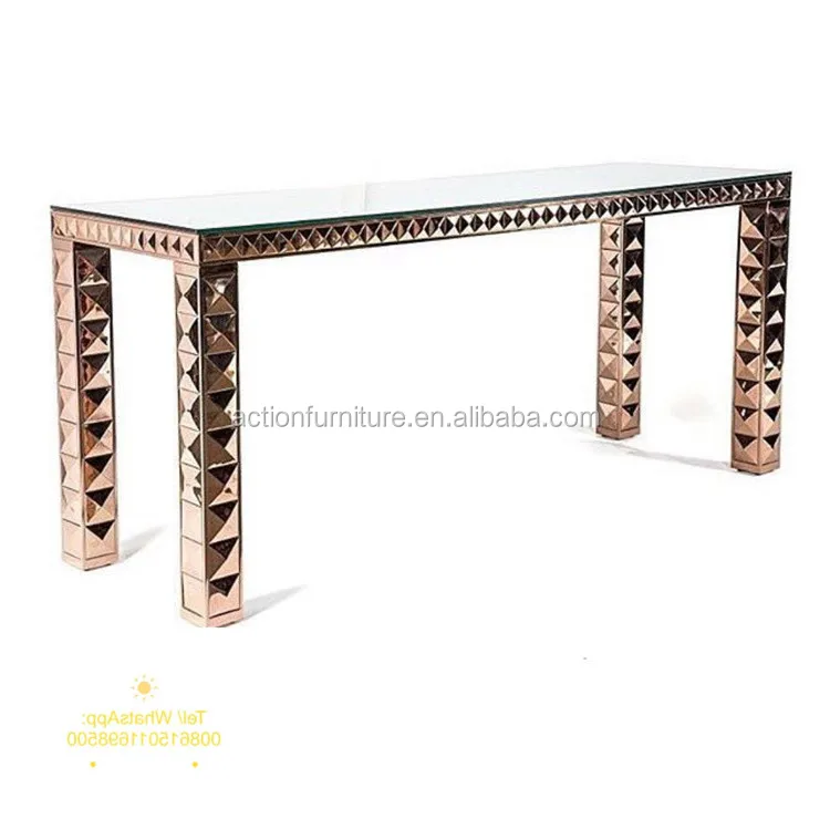 Gold stainless steel frame night club used bar table and chairs set