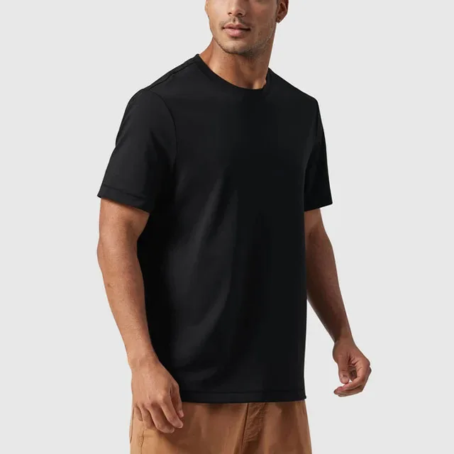 Mens Tech T Shirts 100% Cotton Water Drinks Repellent Undershirts Comfort Summer Tees
