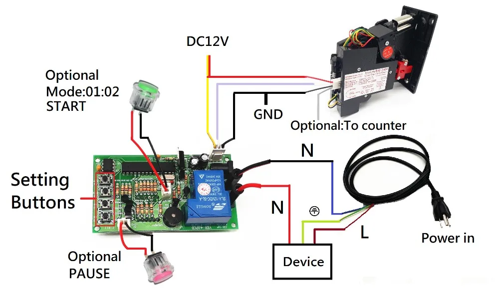 Newest JY-15B Time Control Timer Board Power Supply for coin acceptor selector
