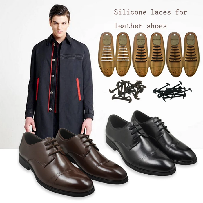 Melenlt  No Tie Shoe Laces for Men and Women Silicone Elastic  Shoelaces for  Leather Shoes