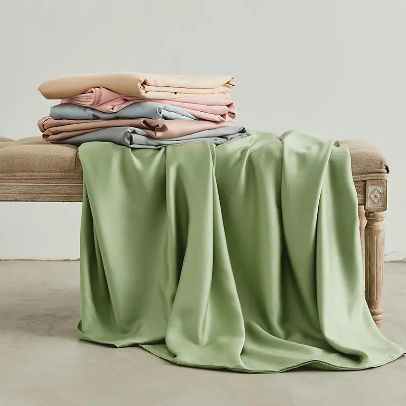 Tencel Bedding Set Wholesale Cuts Good Price Custom Set Organic Silk Pillow Case Bed Sheets Set Luxury King Size