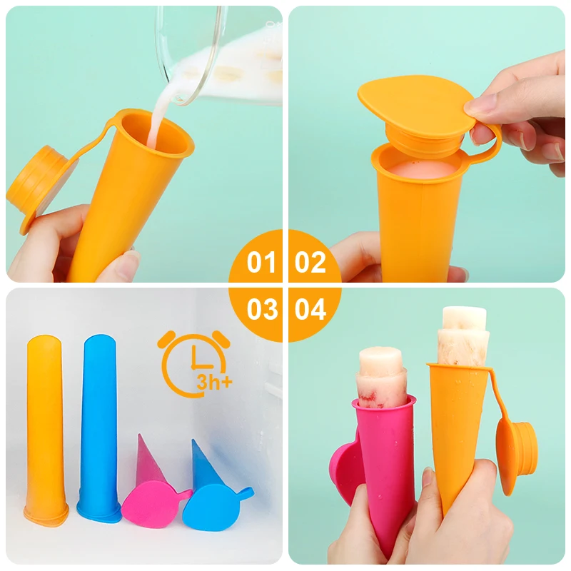 Customized Logo New Trending Product Round Circle Press Type Ice Cube Maker Soft Reusable Silicone Ice Cream Tools Popsicle Mold