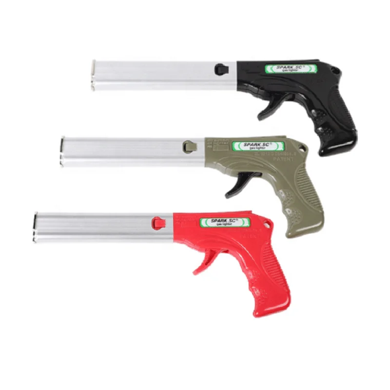 High Quality Wholesale Multicolor Plastic Barbecue Lighters Gun Shape Kitchen Gas Stove Lighter Encendedor