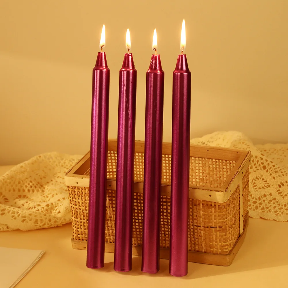 4PCS/Pack  Smokeless tasteless Pole wax Romantic  Pillar Candles candlelight dinner wedding  long candle home wholesale