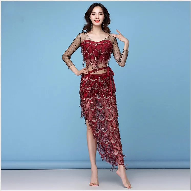 Sexy Egyptian Performance Tassel Suit Belly Dance Costume