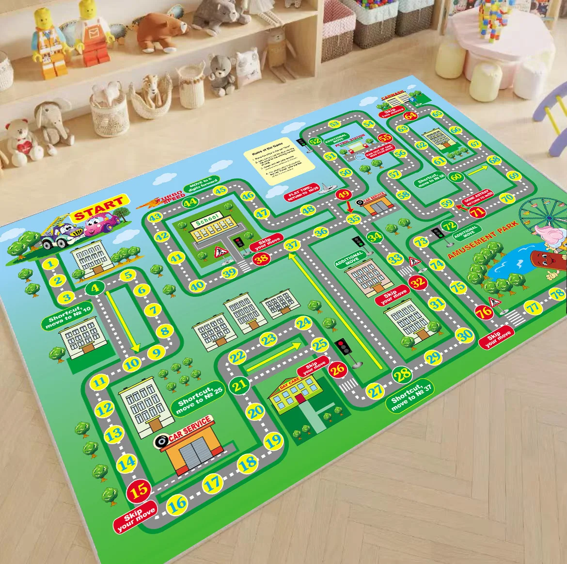 Kids Parking Traffic Play Boy Car Cartoon Road Track Carpet Driveway Floor Mat