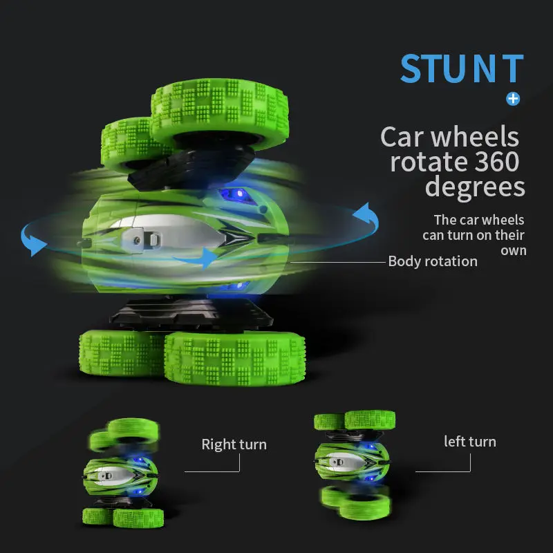 SINC002 Ferngesteuertes Auto 360 Degree Friction Cars Radio Control Vehicle Rotating Light Toy Led 4Wd Rc Stunt Car Double Side