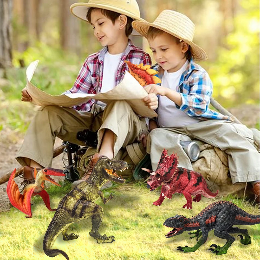 TPR material wild animal figures dinosaur squeeze  toy set stem educational toy