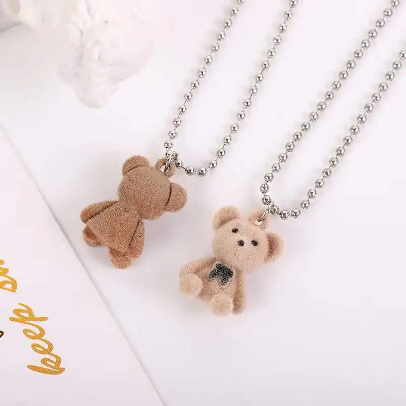 cute Cartoon bear necklace Fashion small light luxury necklace hip hop temperament animal clavicle chain