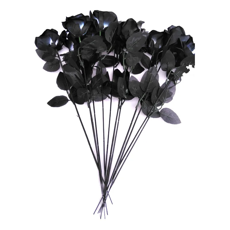 High Quality Silk Artificial Black Rose Flower For Decoration