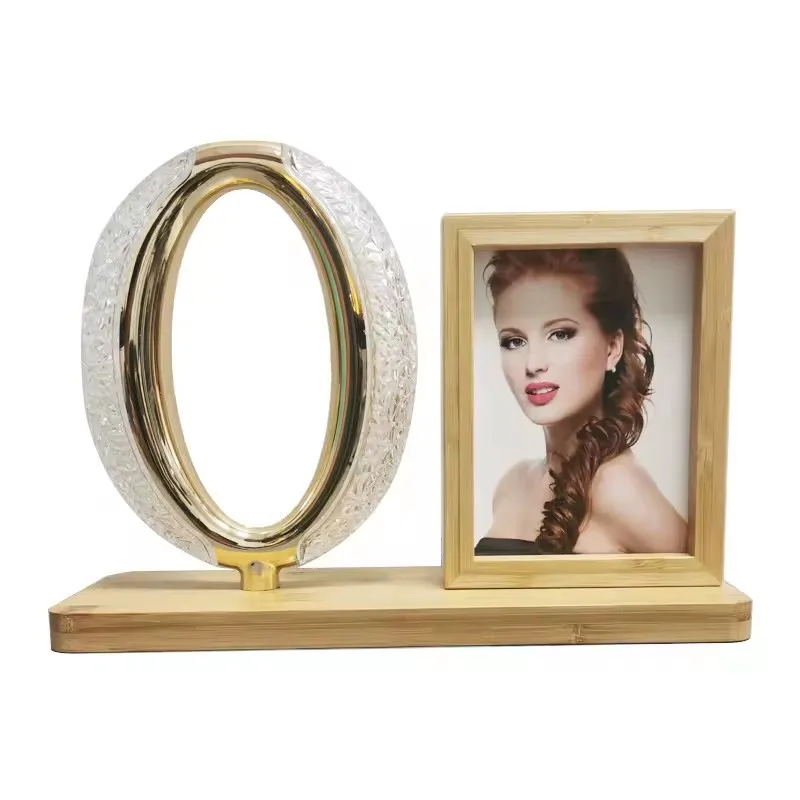 2024 New Design Blanks Sublimation Night Lamp Bamboo Photo Frame With USB For DIY Printing